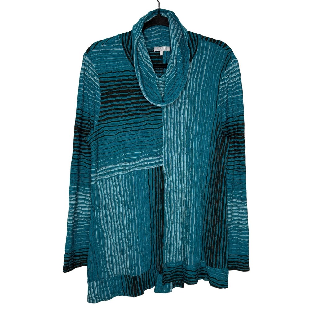 Habitat Textured Wave Knit Cowl Neck Tunic M Artsy Asymmetrical Lagenlook
